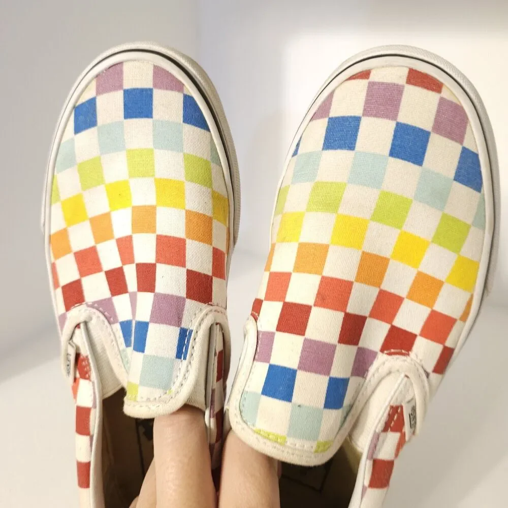 Rainbow Checkered Vans Unisex Mens 4.5 Women’s 6 Preowned